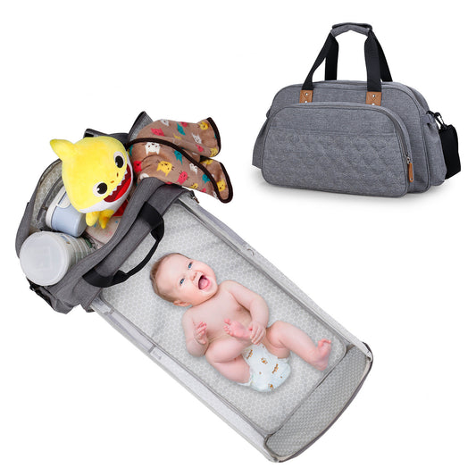 "Convertible 4-in-1 Travel Baby Bag: Bed,