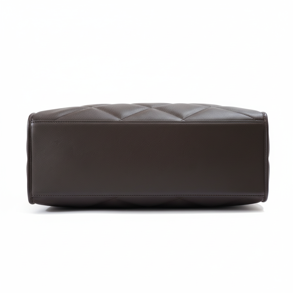 Dark Brown Tote Bag Bottom View - White Background