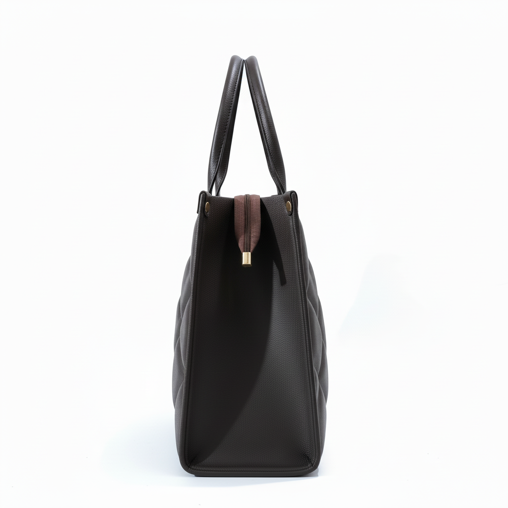 Dark Brown Tote Bag - Clean Straps - White Background