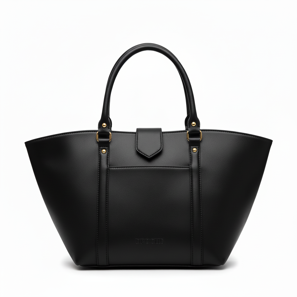 DPOCHE Black Tote Bag - White Background