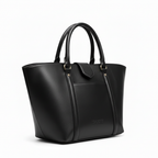 DPOCHE Black Tote - Left Angle View - White Background